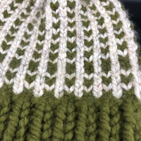 HandKnit Chunky Cilantro Wool Blend Ribbed Knit Beanie main image 4